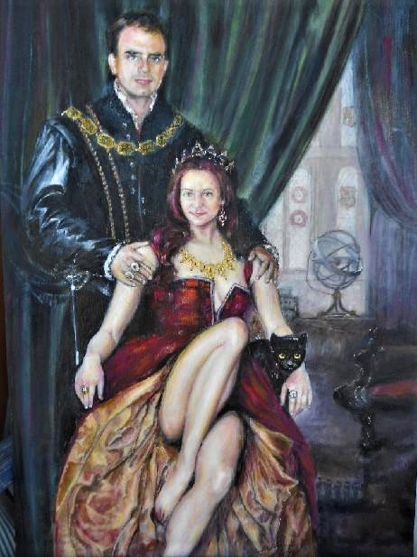 "Tudorovci" - zakázka (obraz z filmu s portréty zákazníků)