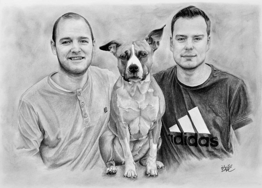 Bratři a pes - portrét
