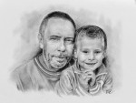 Dědeček s vnukem - kresba na přání A4