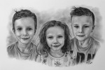 Kresba na přání dle fotky - tři děti